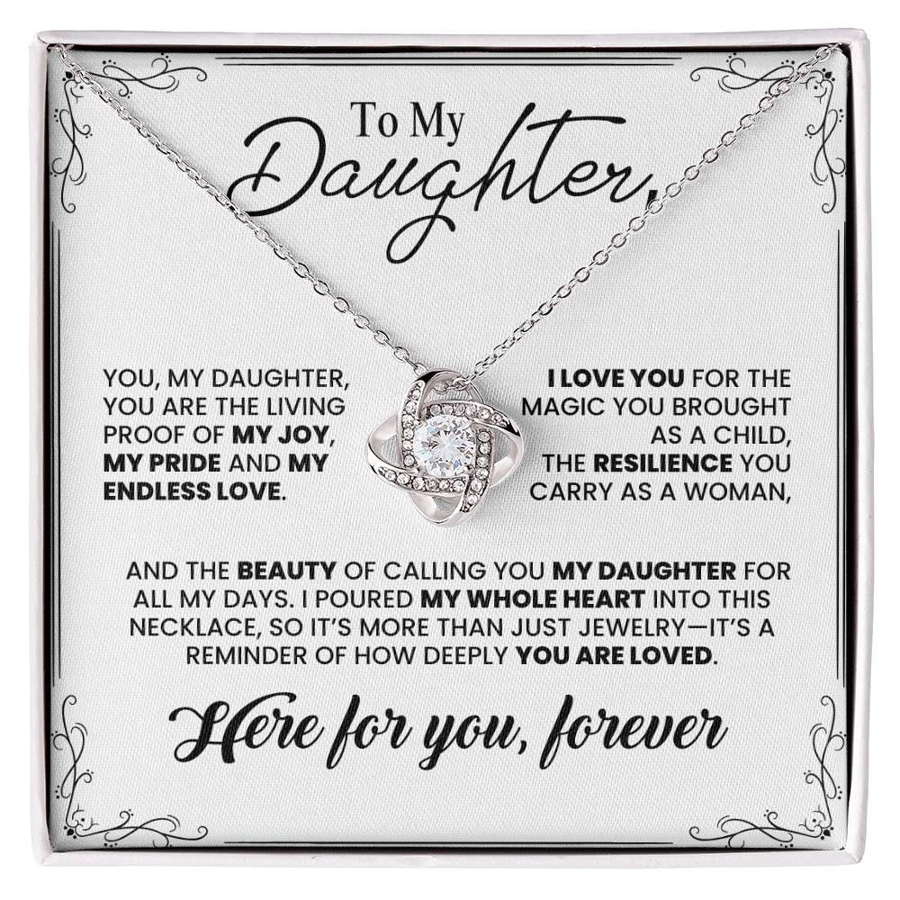 To My Daughter: Love Knot Necklace of Pride, Love, and Resilience