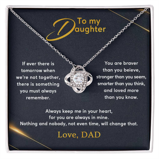 To My Beautiful Daughter, Love Knot Necklace, Gift From Dad, Dad to Daughter Gift, Christmas Gift Idea