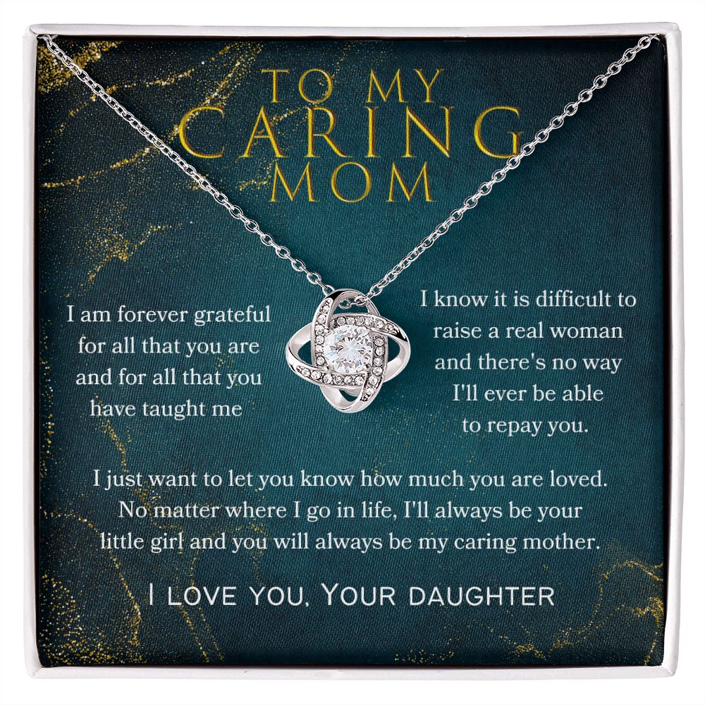 To My Caring Mom Love Knot Necklace