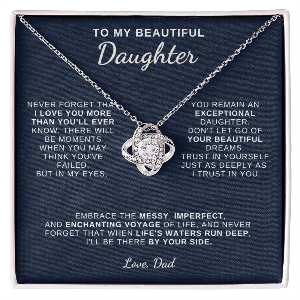 To My Beautiful Daughter, Love Knot Necklace, Gift From Dad, Dad to Daughter Gift, Christmas Gift Idea