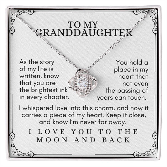 To My Granddaughter: Love Knot Necklace, Carrying My Heart Close Through Time.