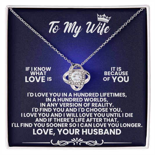 To My Wife Love Knot Necklace V4