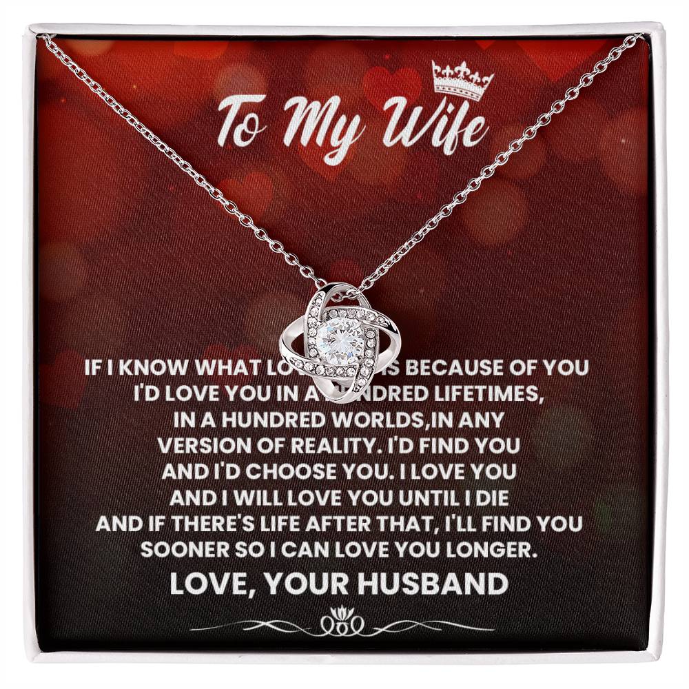 To My Wife Love Knot Necklace V6