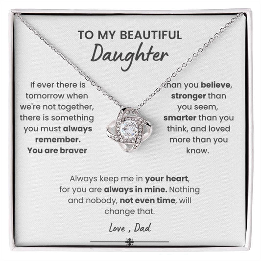 To My Beautiful Daughter, Love Knot Necklace, Gift From Dad, Dad to Daughter Gift, Christmas Gift Idea