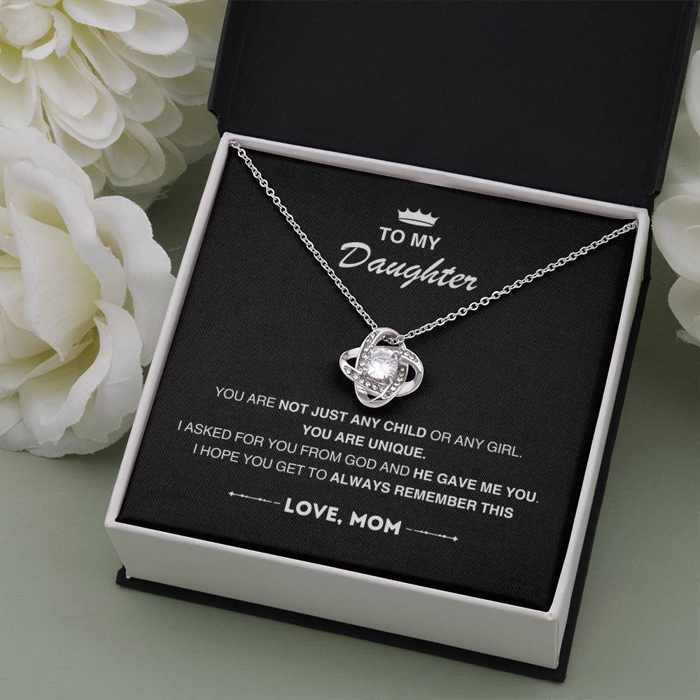 To My Beautiful Daughter, Love Knot Necklace, Gift From Mom, Mom to Daughter Gift, Christmas Gift Idea