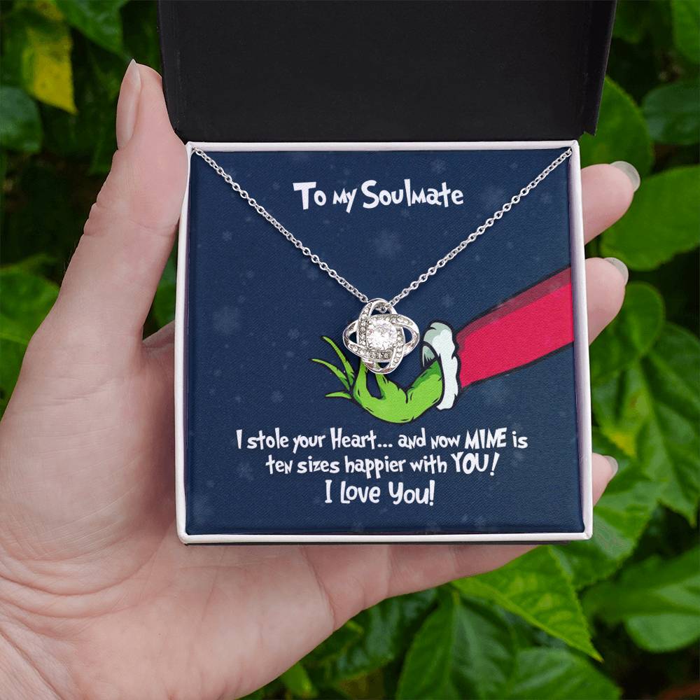 To My Soulmate Grinch Love Knot Necklace