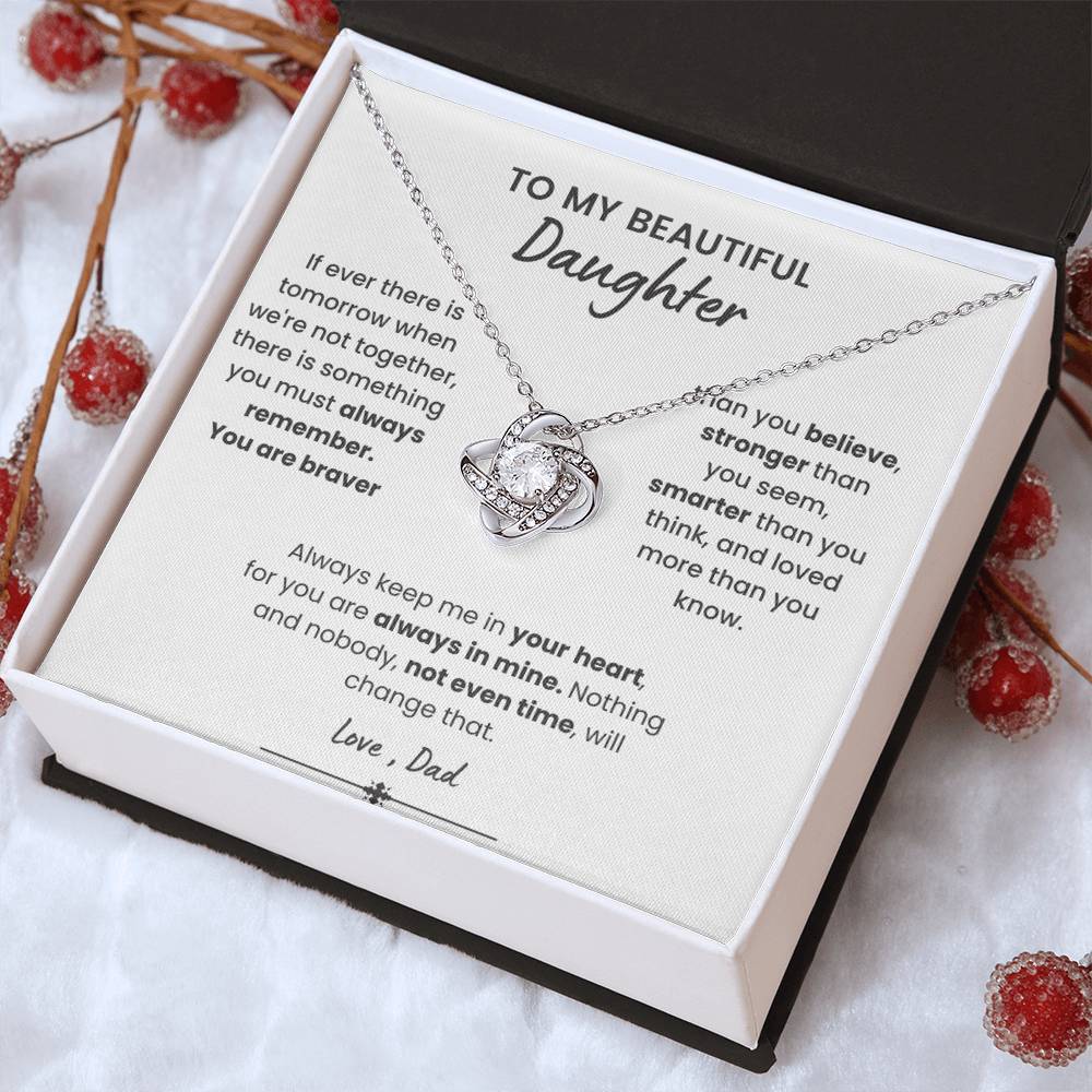 To My Beautiful Daughter, Love Knot Necklace, Gift From Dad, Dad to Daughter Gift, Christmas Gift Idea