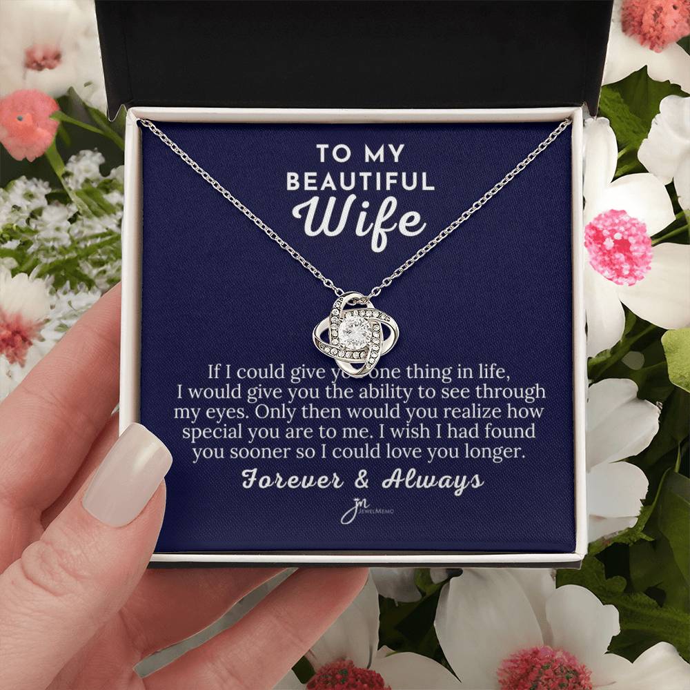 To My Beautiful Wife Love Knot Necklace