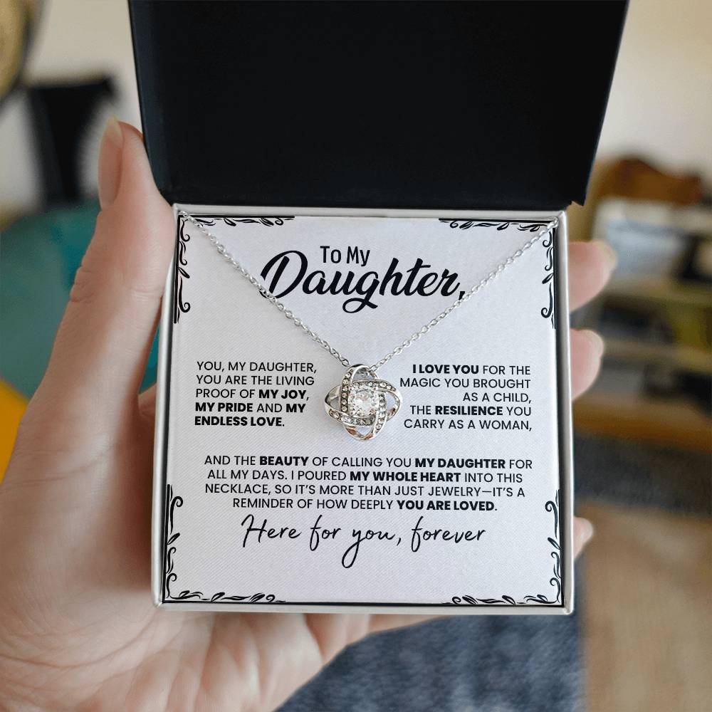 To My Daughter: Love Knot Necklace of Pride, Love, and Resilience