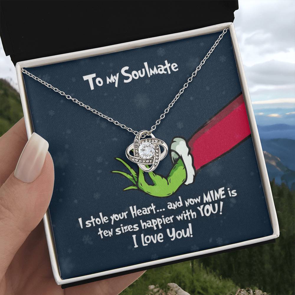 To My Soulmate Grinch Love Knot Necklace