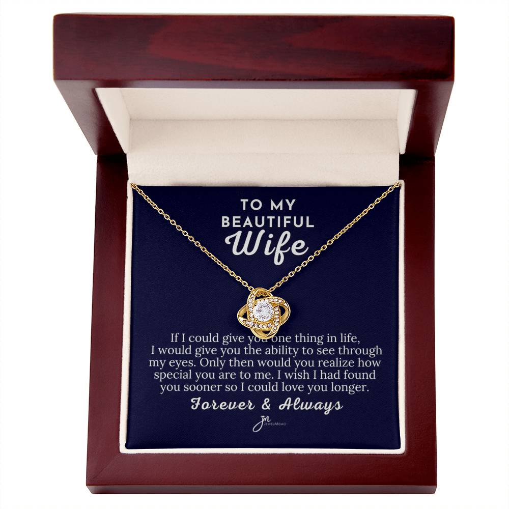 To My Beautiful Wife Love Knot Necklace