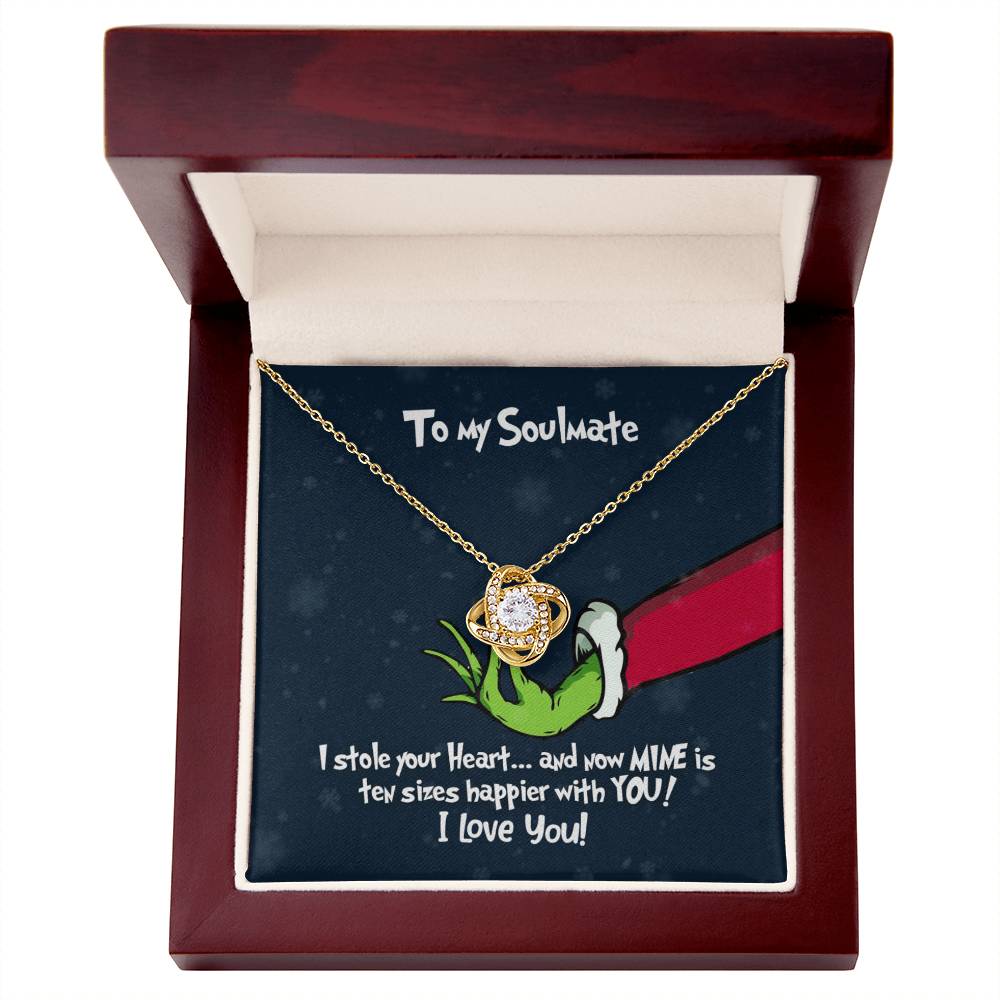 To My Soulmate Grinch Love Knot Necklace