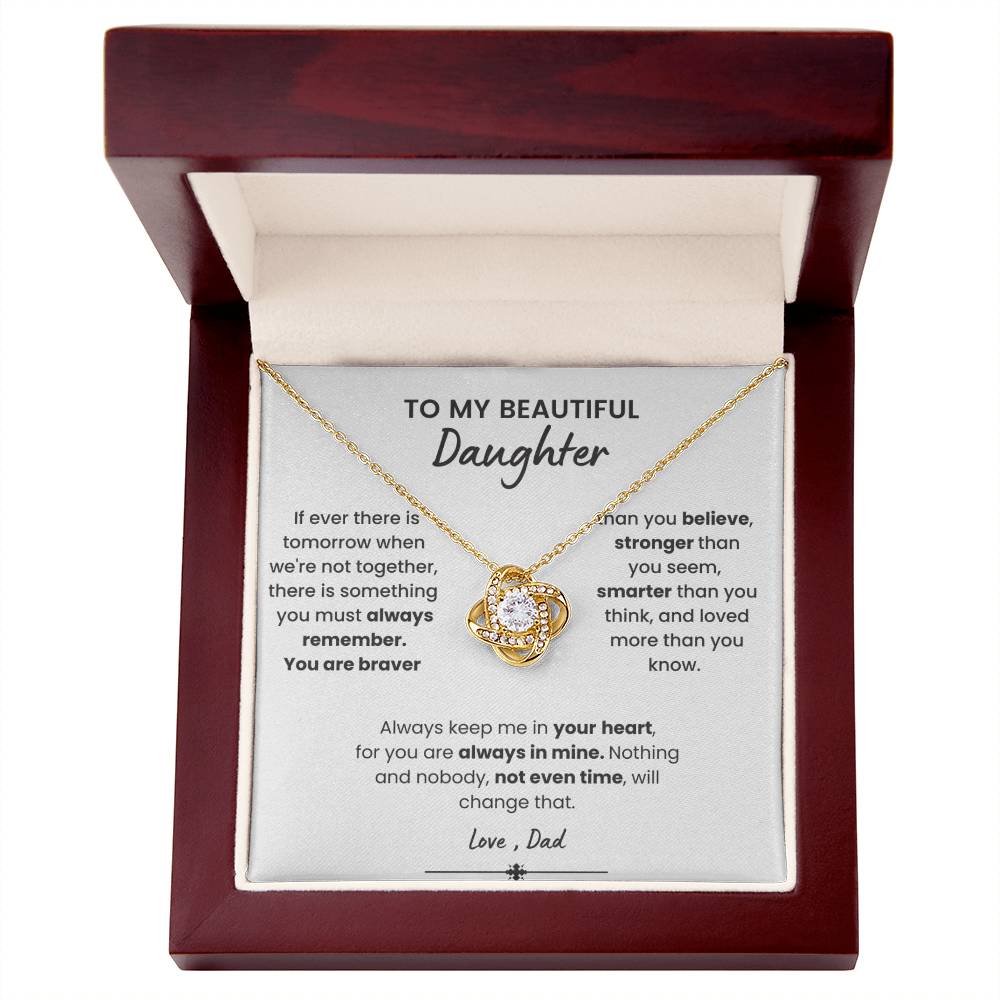 To My Beautiful Daughter, Love Knot Necklace, Gift From Dad, Dad to Daughter Gift, Christmas Gift Idea