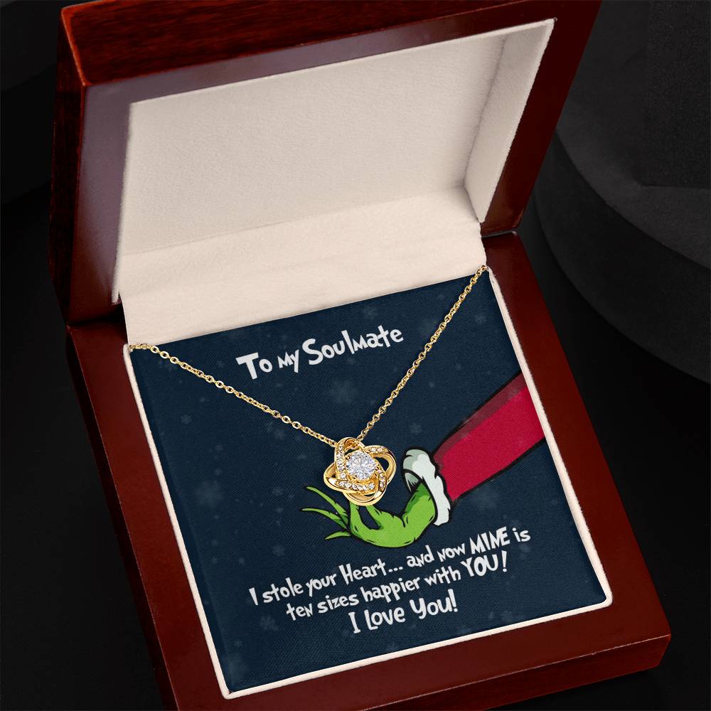 To My Soulmate Grinch Love Knot Necklace