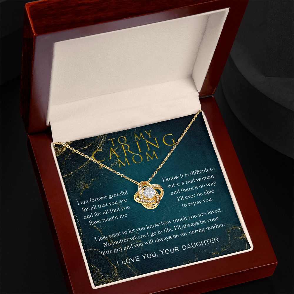 To My Caring Mom Love Knot Necklace