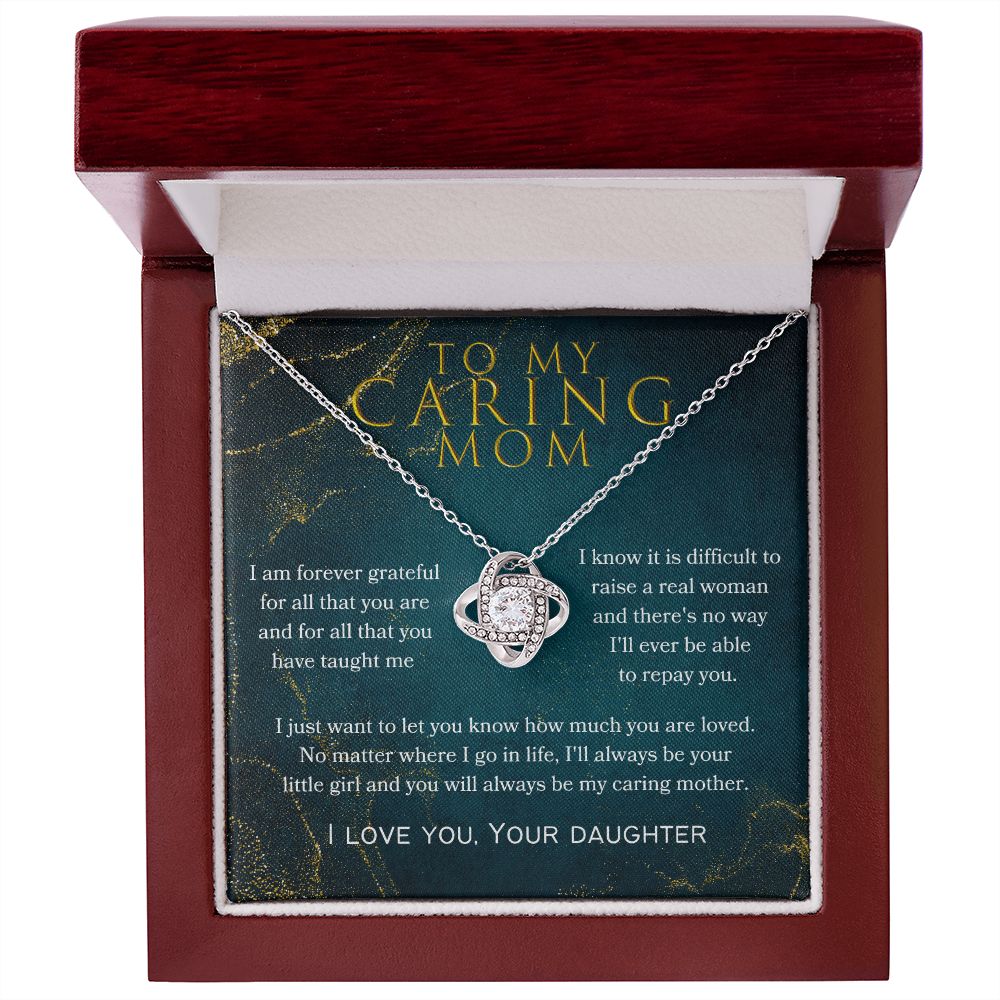 To My Caring Mom Love Knot Necklace