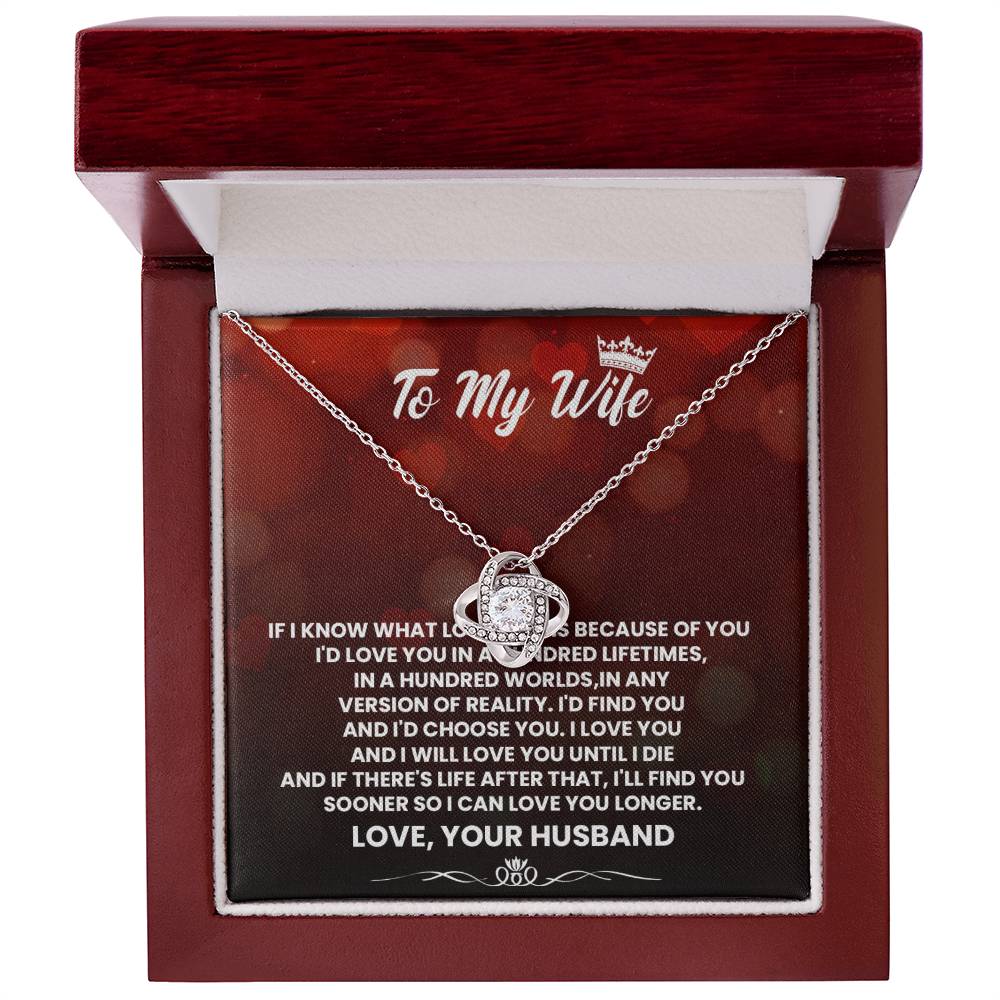 To My Wife Love Knot Necklace V6