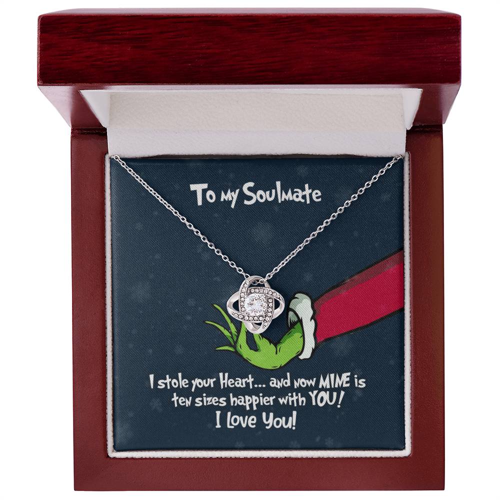 To My Soulmate Grinch Love Knot Necklace