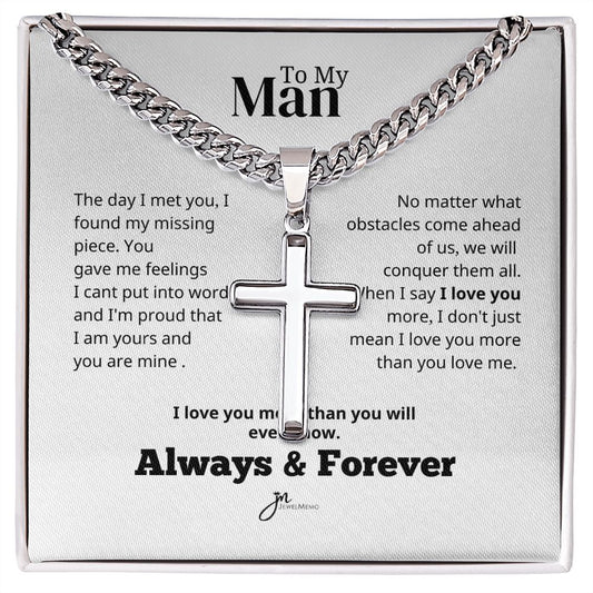 To My Man Artisan Cross Necklace