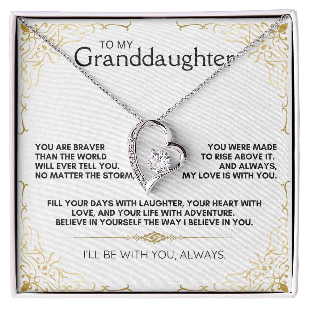 To My Granddaughter: Forever Love Necklace, a Reminder of Courage, Strength, and Unfailing Support