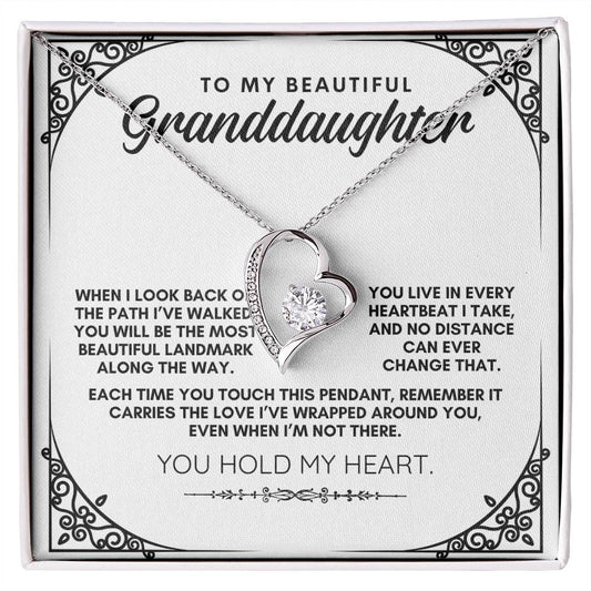 To My Beautiful Granddaughter: Forever Love Necklace, Carrying My Love Across Any Distance