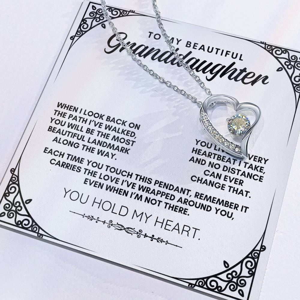 To My Beautiful Granddaughter: Forever Love Necklace, Carrying My Love Across Any Distance