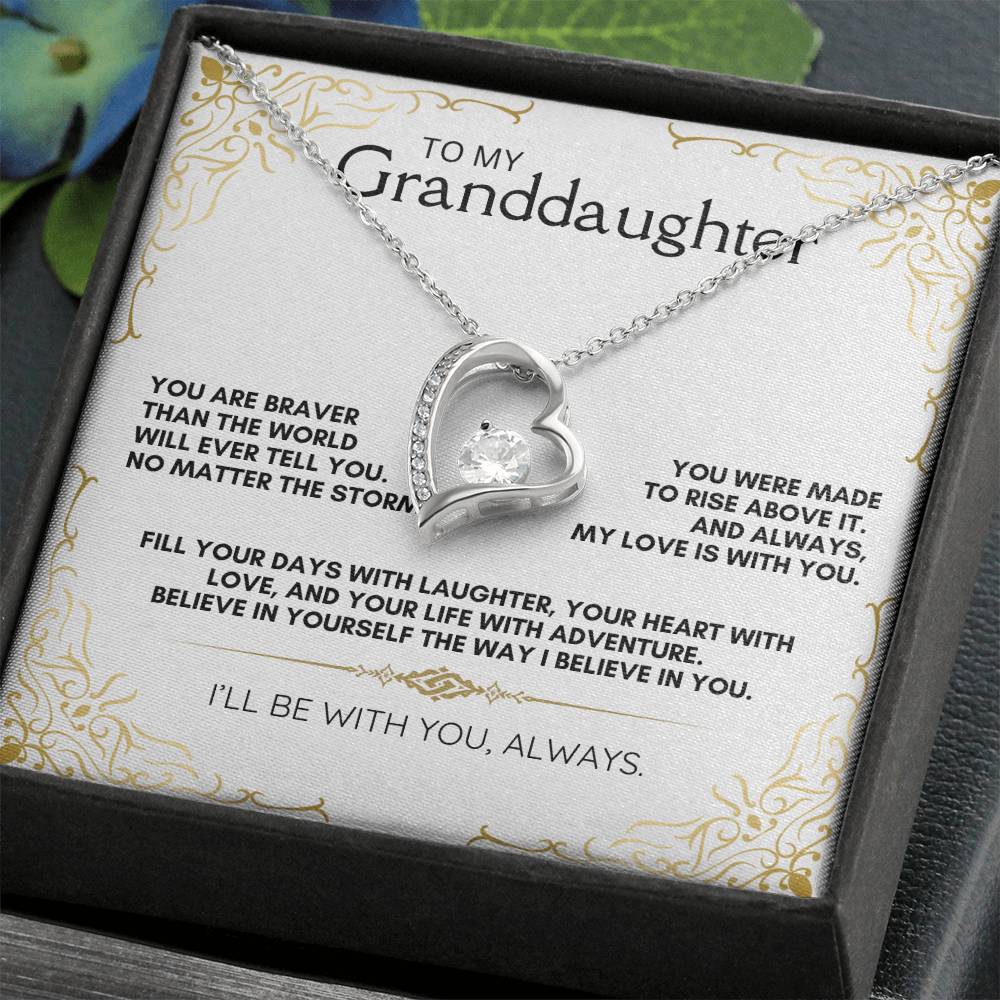 To My Granddaughter: Forever Love Necklace, a Reminder of Courage, Strength, and Unfailing Support