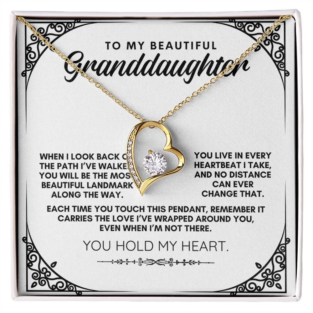 To My Beautiful Granddaughter: Forever Love Necklace, Carrying My Love Across Any Distance