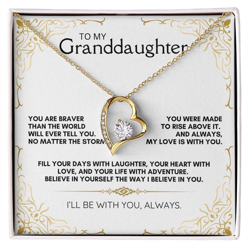 To My Granddaughter: Forever Love Necklace, a Reminder of Courage, Strength, and Unfailing Support