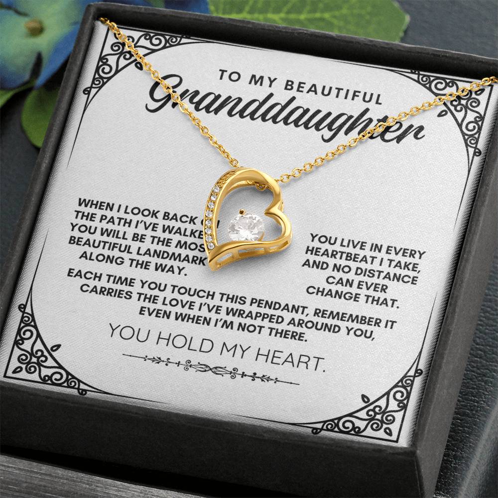 To My Beautiful Granddaughter: Forever Love Necklace, Carrying My Love Across Any Distance