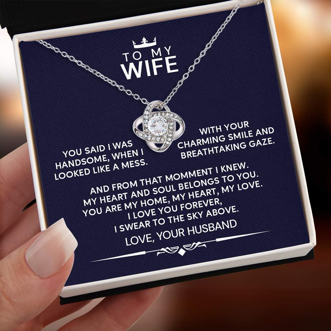 To My Wife I Swear to the Sky Love Knot Necklace