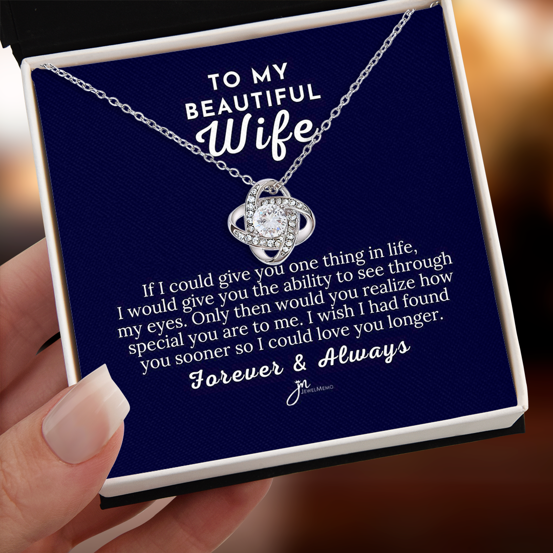 To My Beautiful Wife Love Knot Necklace