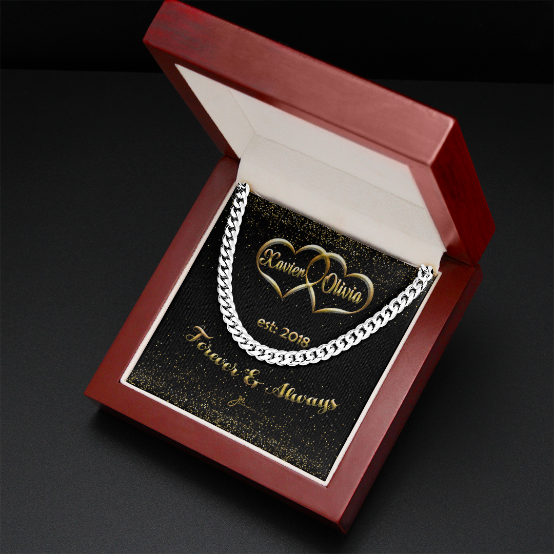 Pesonalized Forever & Always Cuban Link Chain Necklace