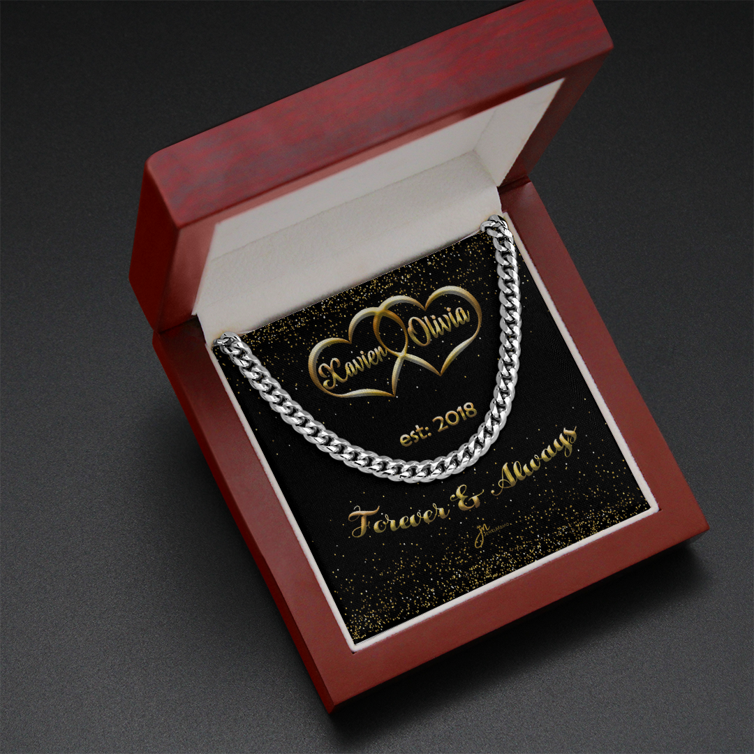 Pesonalized Forever & Always Cuban Link Chain Necklace