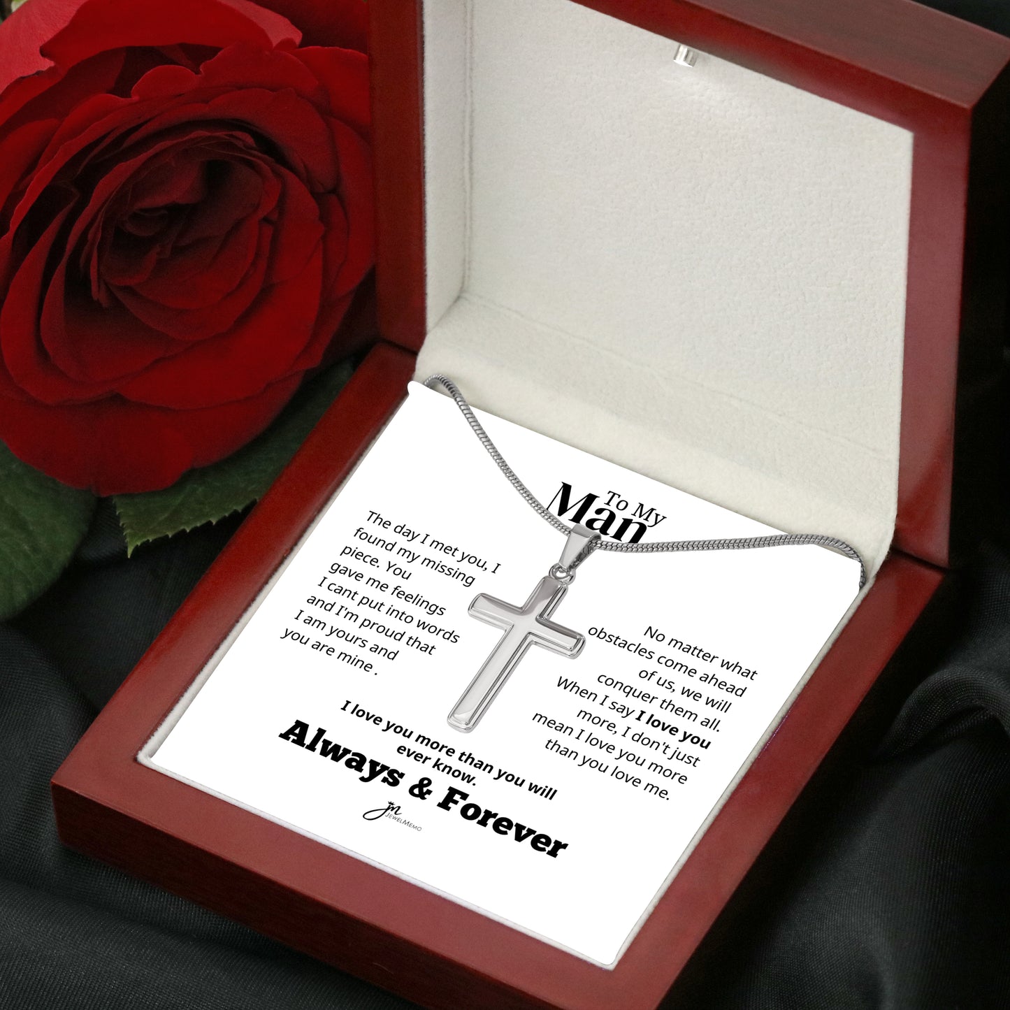 To My Man Cross Necklace  - Always & Forever - White