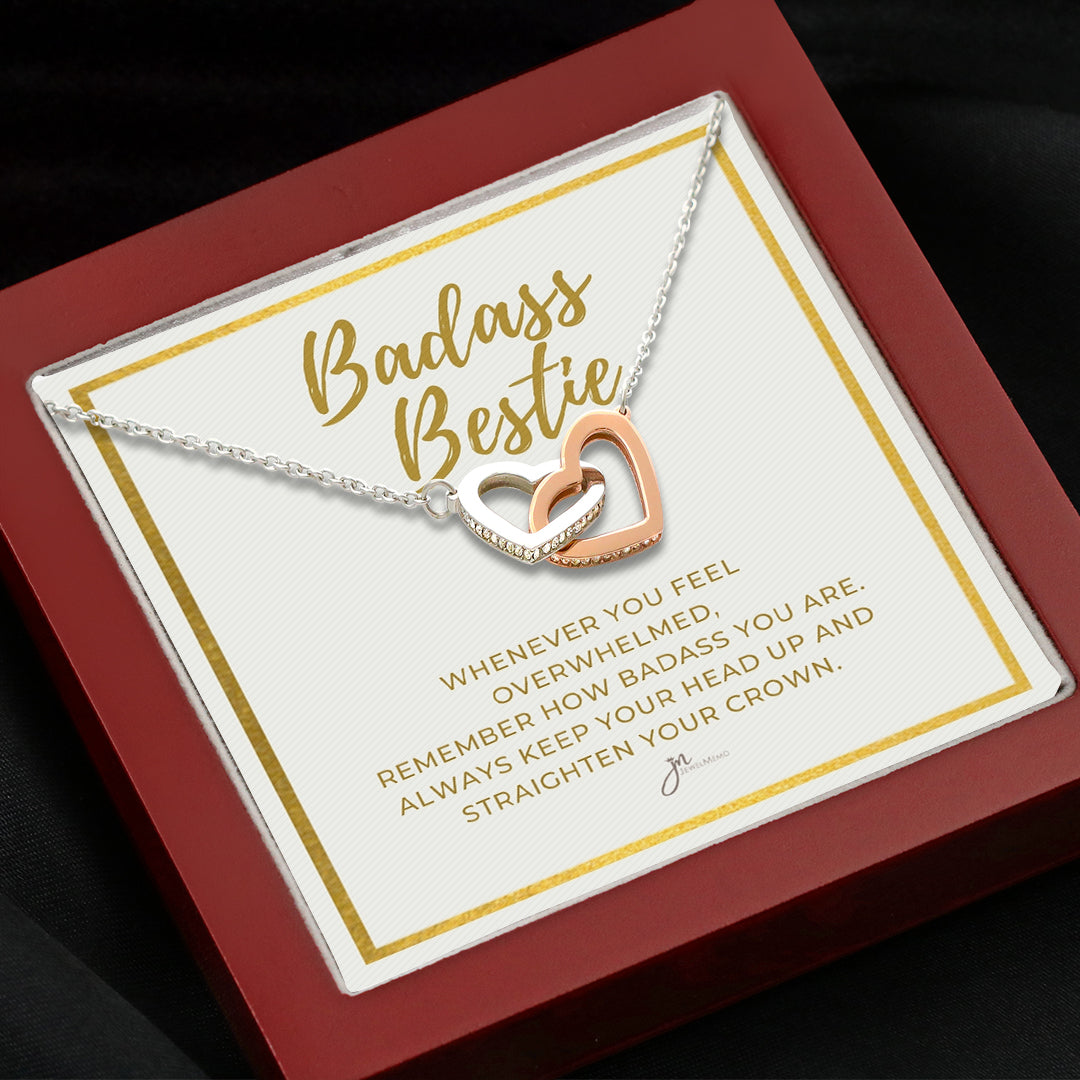 BadAss Bestie Interlocking Hearts Friendship Necklace