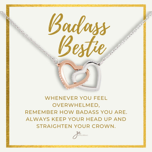 BadAss Bestie Interlocking Hearts Friendship Necklace