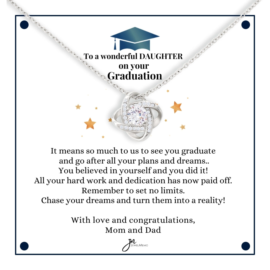 To A Wonderful Daughter Graduation Necklace - Love Knot