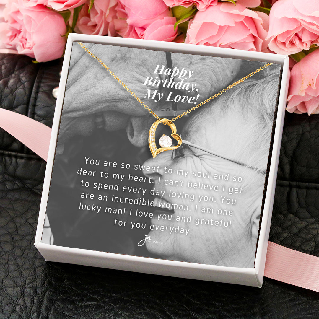 Birthday Necklace Custom Image B/W - Grateful For You