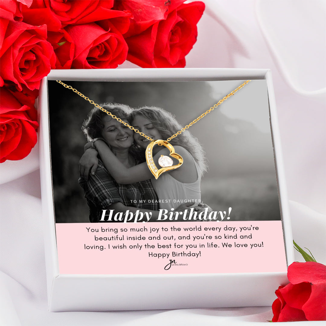 Birthday Necklace Custom Image B/W - Dearest Daughter