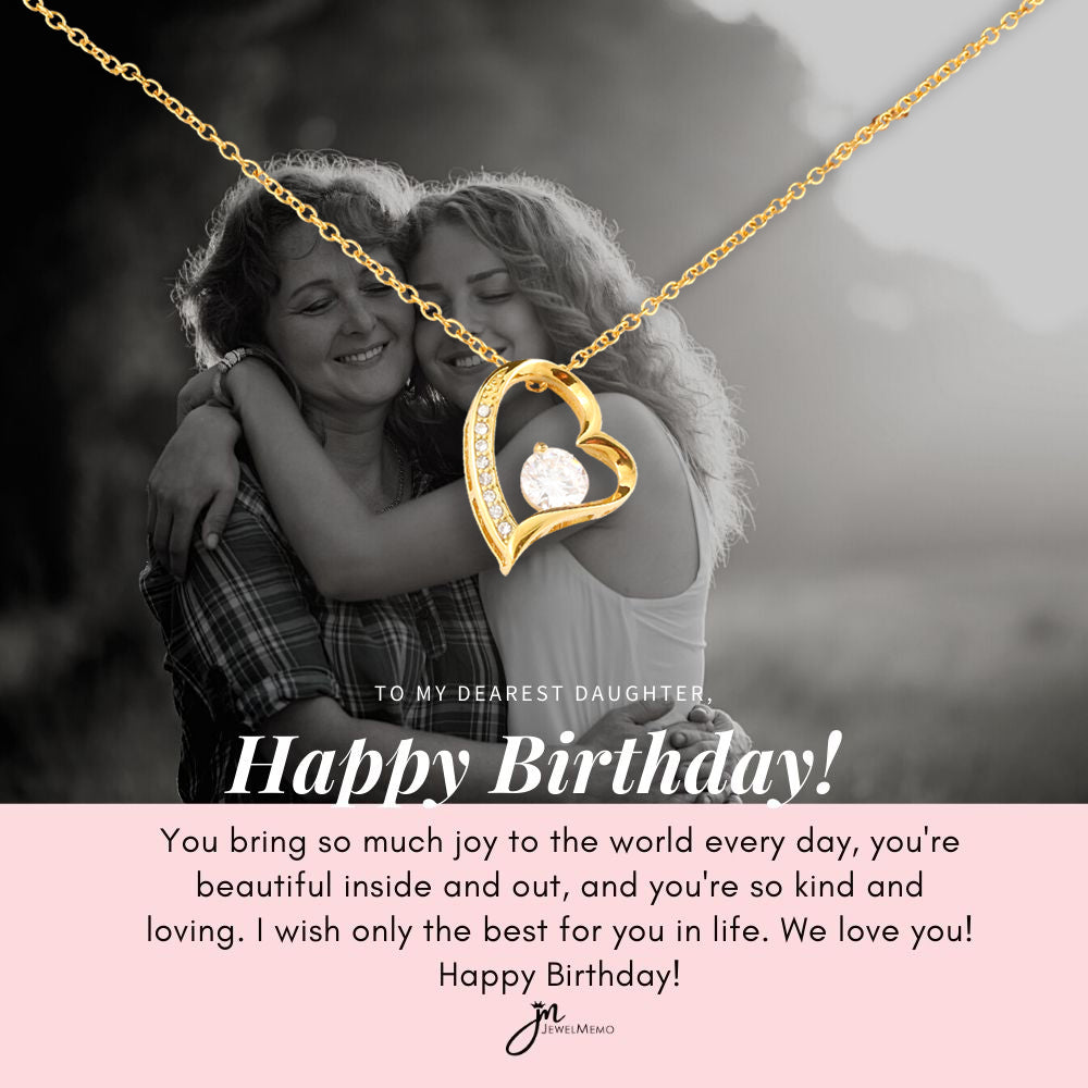 Birthday Necklace Custom Image B/W - Dearest Daughter