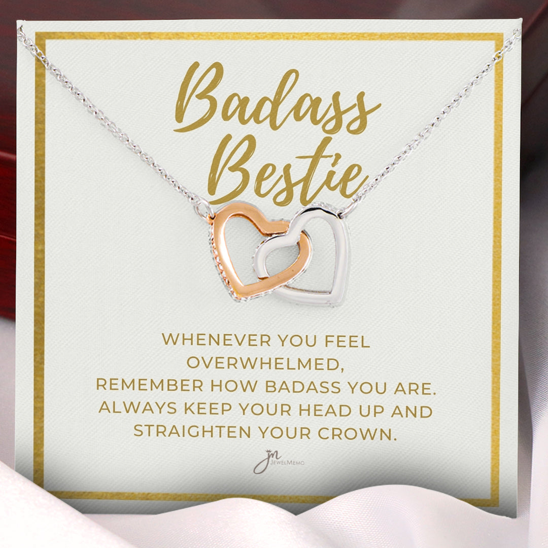 BadAss Bestie Interlocking Hearts Friendship Necklace