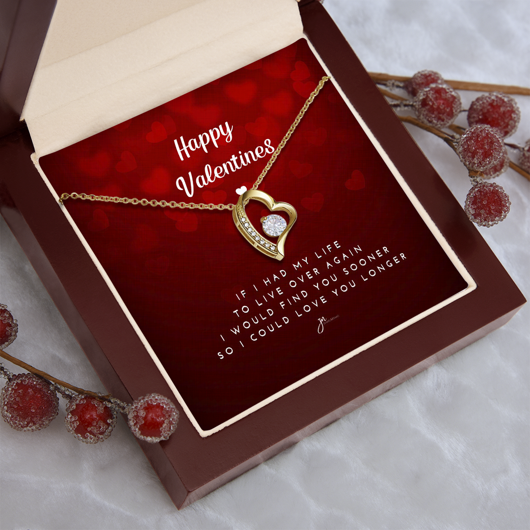 Happy Valentines Love Knot Necklace - Red Card