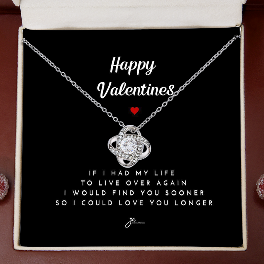 Happy Valentines Love Knot Necklace - Black Card