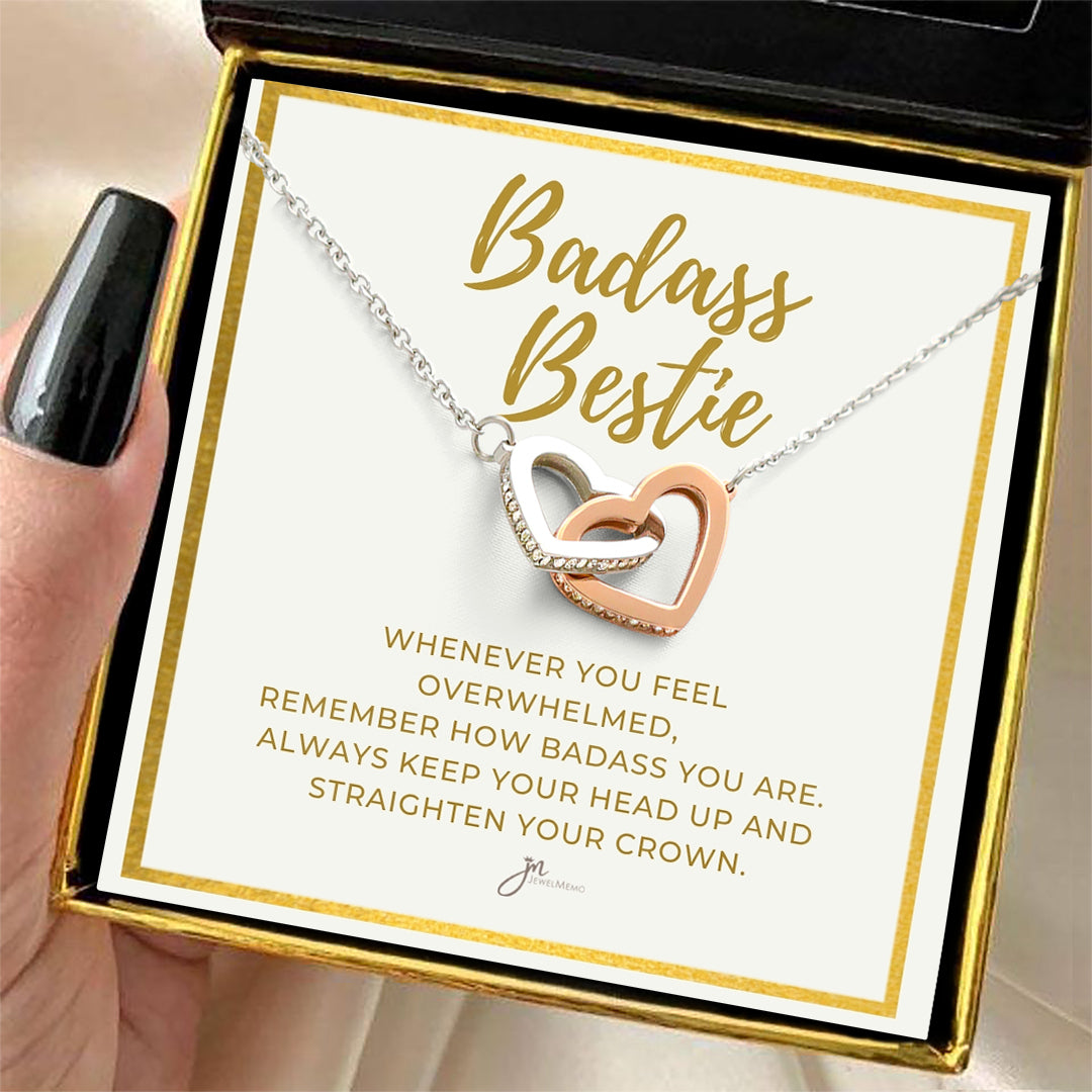 BadAss Bestie Interlocking Hearts Friendship Necklace