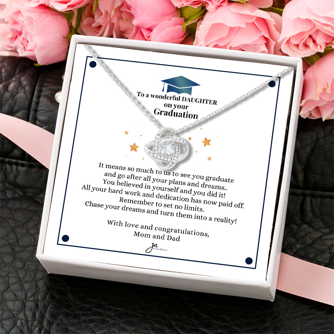 To A Wonderful Daughter Graduation Necklace - Love Knot