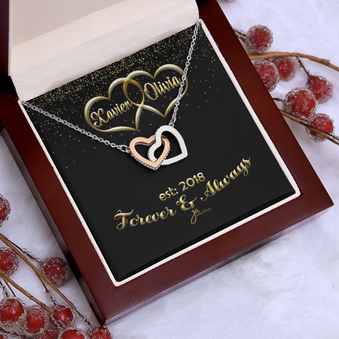 Personalized Forever & Always Interlocking Hearts Necklace