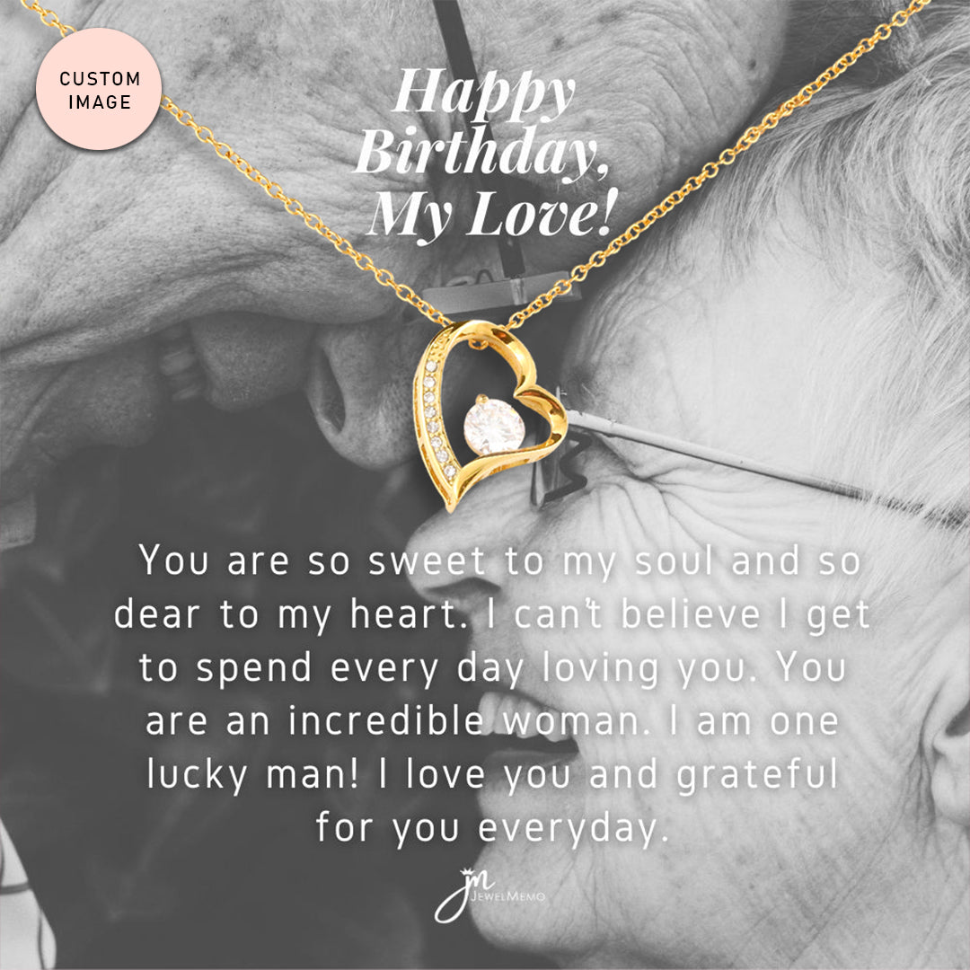 Birthday Necklace Custom Image B/W - Grateful For You