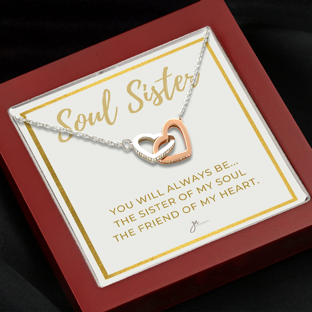 Soul Sister Interlocking Hearts Friendship Necklace