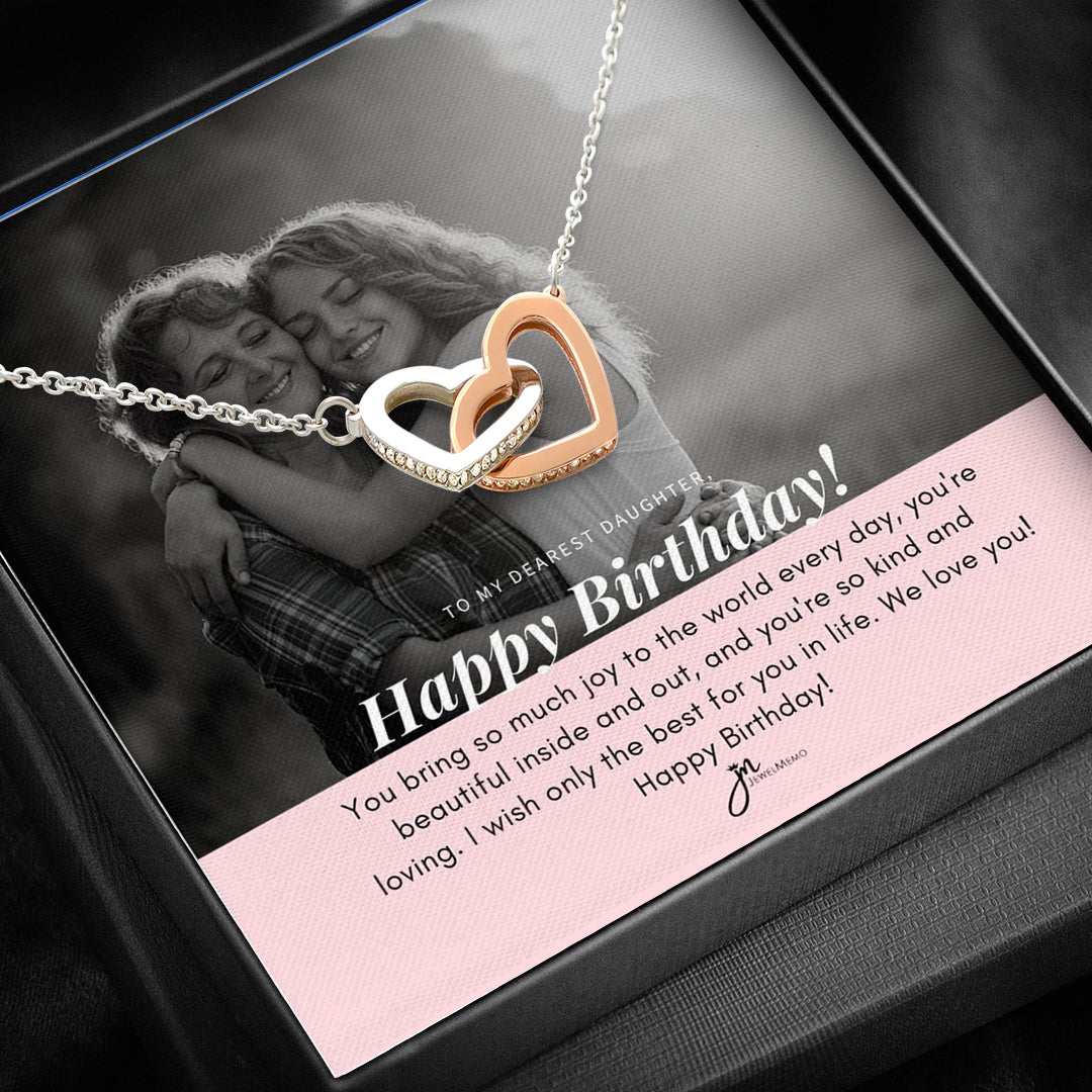 Birthday Necklace Custom Image B/W - Dearest Daughter